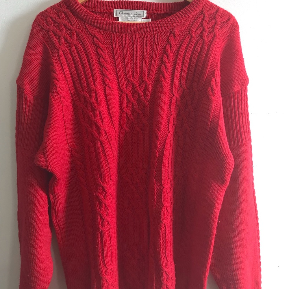 Vintage Christian Dior Red Fisherman Sweater